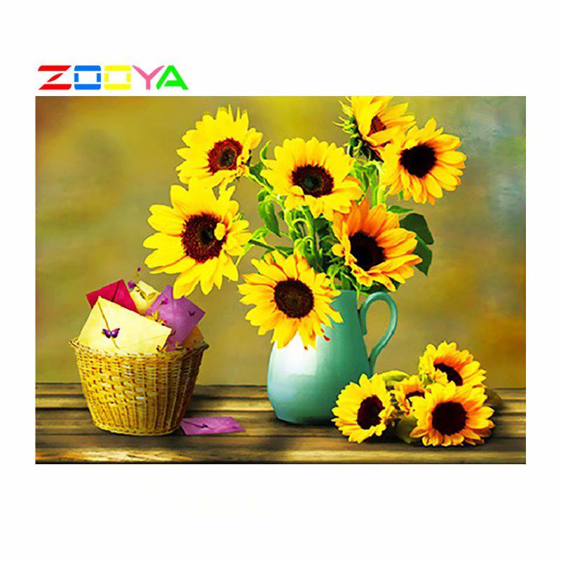 

ZOOYA 5D DIY алмазная живопись Подсолнух полная квадратная Алмазная вышивка цветок набор для вышивки крестом стразы мозаика домашний декор