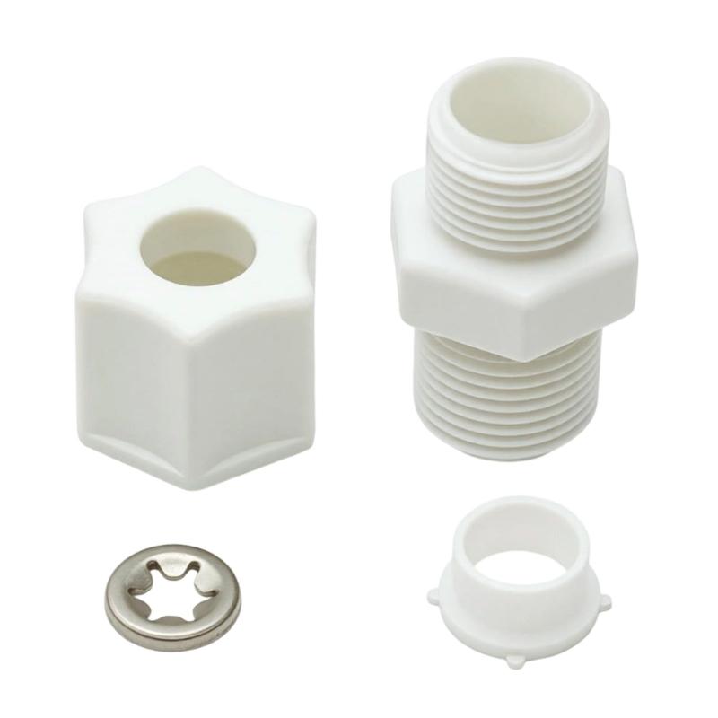 Plastic Pool Adapter Service Fitting 006714F, White Replacement Part with Grip Body for Pool Equipment Repair and Maintenance Service Use