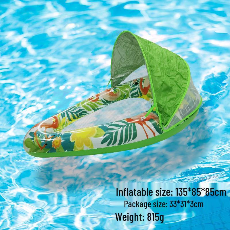Inflatable PVC Float Recliner: Foldable Striped Swimming Bed
