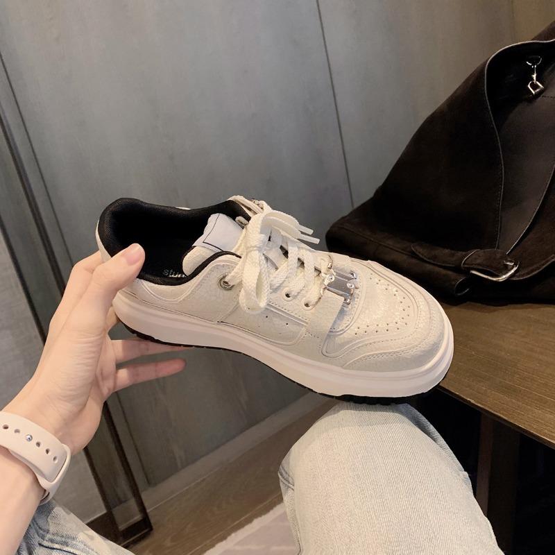 

~ Burst pattern heightened thick-soled white shoes lace-up versatile low-top casual board shoes women s spring 40 белый