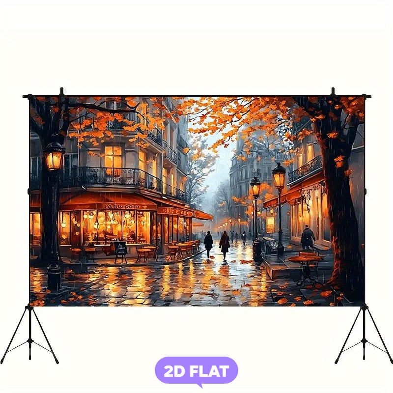 2D plane, 1 piece showcasing fashionable street scenes, highly suitable for autumn-themed parties
