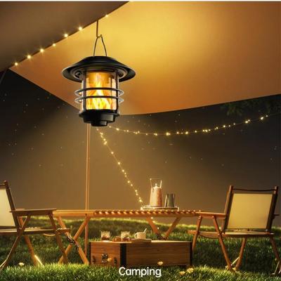 1 lampe solaire d'extérieur à flamme clignotante, lampe solaire suspendue pour porche et cour