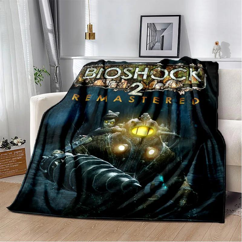 

D Ретро Игровая Подушка-Плед BioShock Мягкий Плед для Дома Спальни Дивана Путешествий Офиса Детей Уютное Покрытие для Отдыха 100x150cm