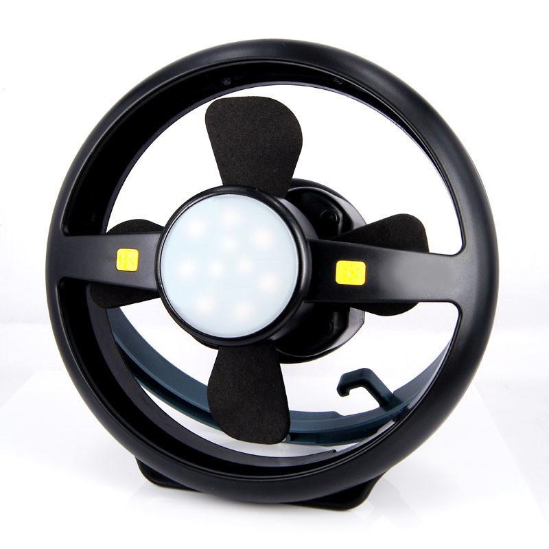 

90Lumens 2 Speed Modes Adjustale LED Camping Fan Lamp with USB Charging Line black10 inches#0