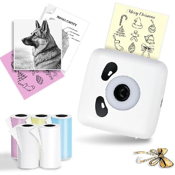 

Mini Sticker Printer - Print Pods Mini Printer, 300Dpi Portable Sticker Maker for Kids Scrapbook/DIY/Journal/Travel/Photo, Compatible with TP6-S Sticker Printer білий