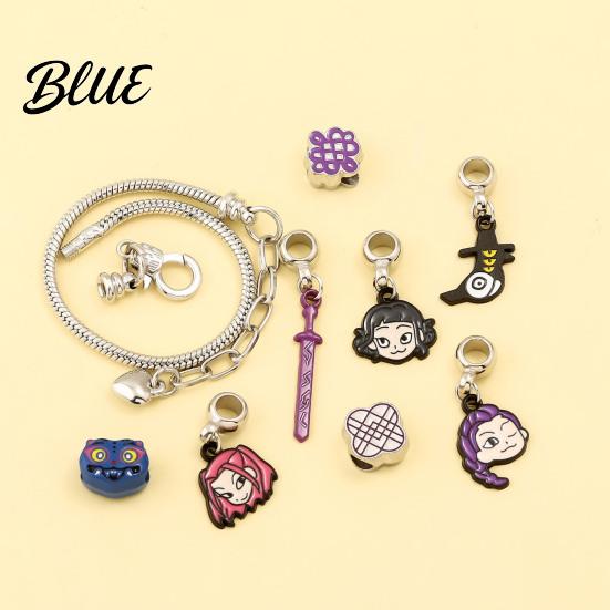 Bracelet Demon Hunters-Inspired Zinc Alloy Enamel Cat Charms Snake Expression