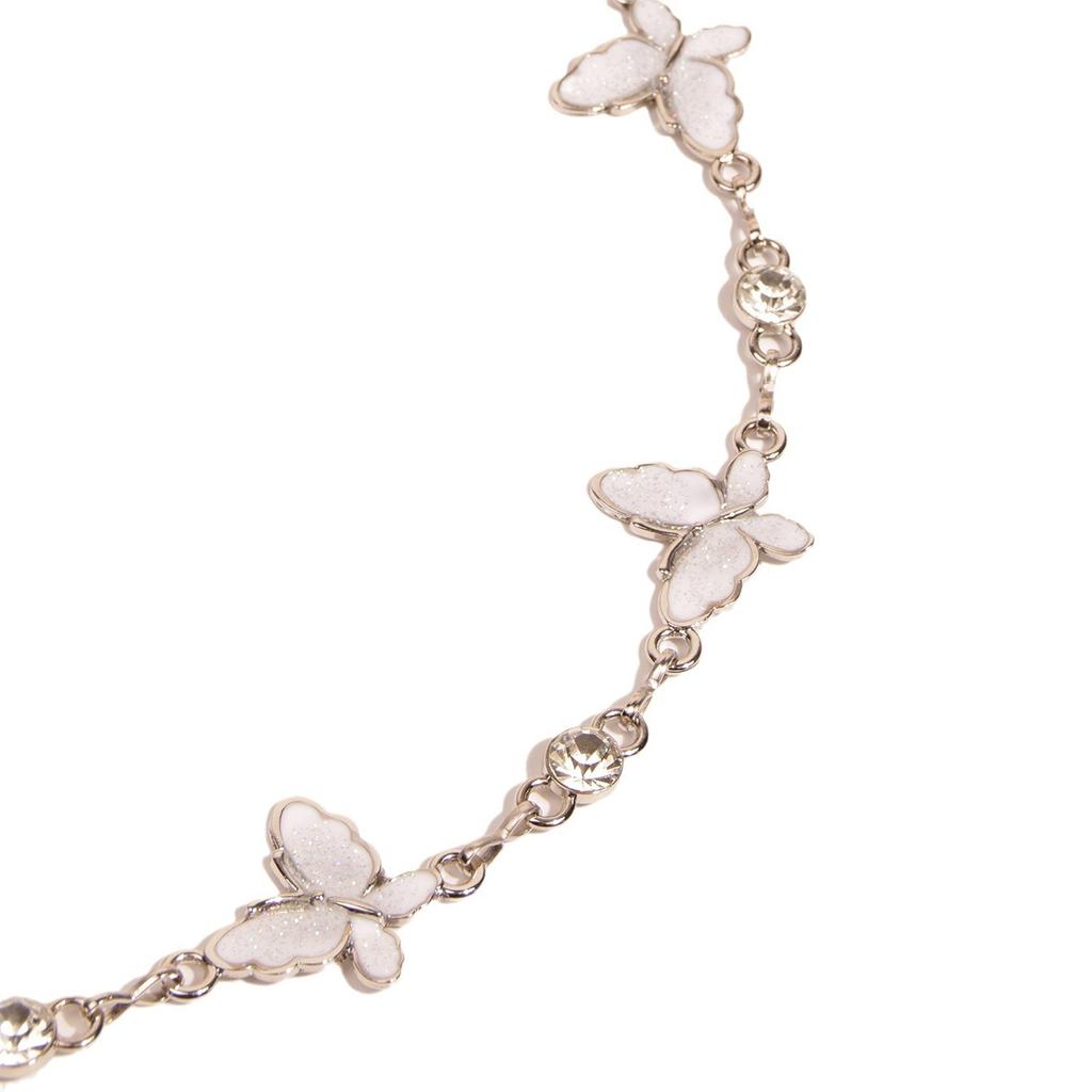 Sweet Butterfly Dripping Oil Metal Waist Chain Diamond Women's Belt White Chain