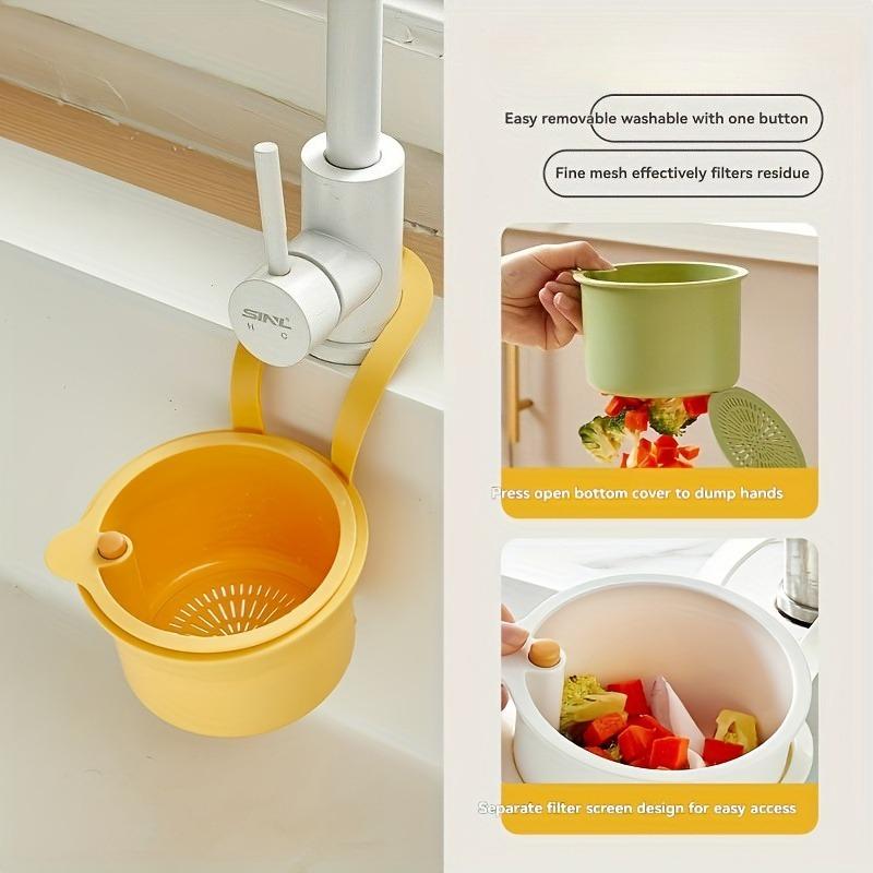 2-in-1 Heavy-Duty Hanging Sink Basket with Adjustable Hanging - Detachable Filter, Space-Saving Drain Basket,Food Waste Drainage