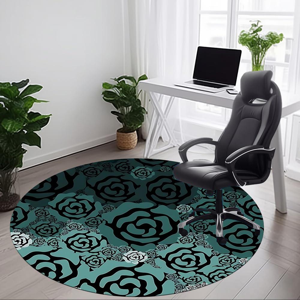 1pc Rose Pattern Office Round Area Rug, Under Office Chairs Bedroom Living Room Home Decor, Room Deco, Available In Various Sizes