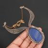 Handmade Lapis Lazuli Gemstone Copper Wire Wrapped Statement Necklace Boho Ethnic Pendant Jewelry for Women
