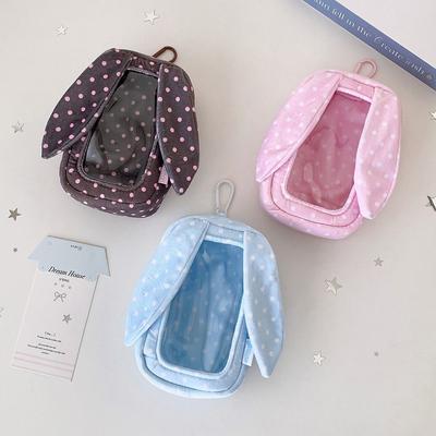 Polka Dot Carrying Bag Transparent Shell Bunny Ear Design Storage Pouch 3D Stereo Shape 15Cm Figure Display Bag Display