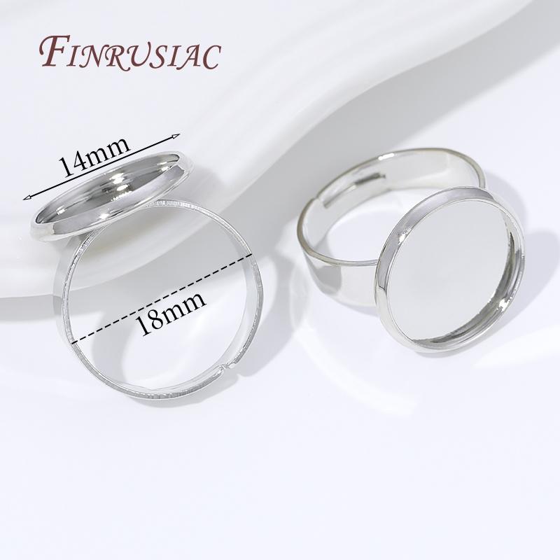 2/4/6pcs Adjustable 14K Gold Plated Open Ring Settings Blank Base Bezel Cabochons Rings For Jewelry Making DIY Finger Ring Blank