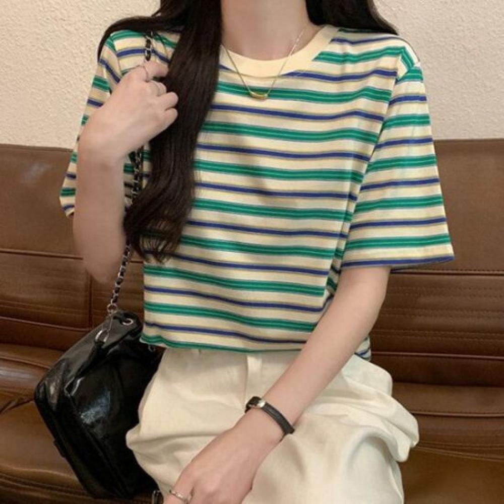 Navava Casual STriped Round Neck ShorT Sleeve T shirT nT2659