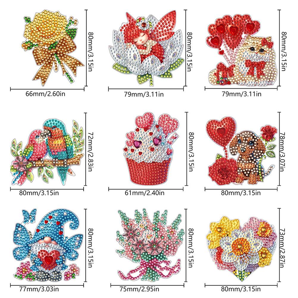 6Pcs Spring Print DIY Crystal Sparkling Diamond Magnets Set Diamond Art Refrigerator Magnet Diamond Painting Magnets Kit