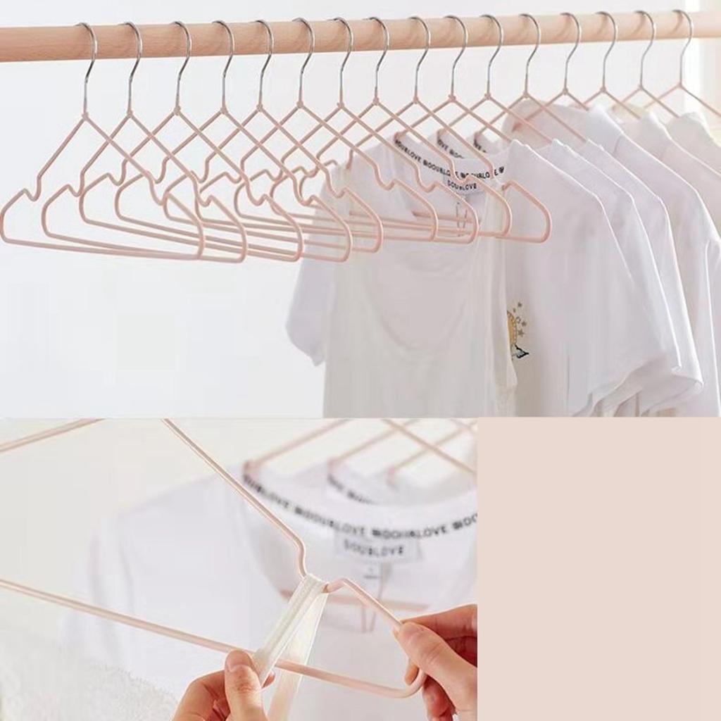 10 SZTUK 40cm Wieszak na Płaszcze i Ubrania Stal Nierdzewna Suszarka na Ubrania Stojak na Pranie do Akademika Różowy