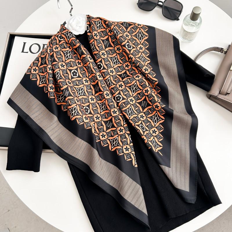 Čiernobiela hodvábna twill šatka so zvieracím vzorom - 90x90CM Jesenný/Zimný šál pre ženy