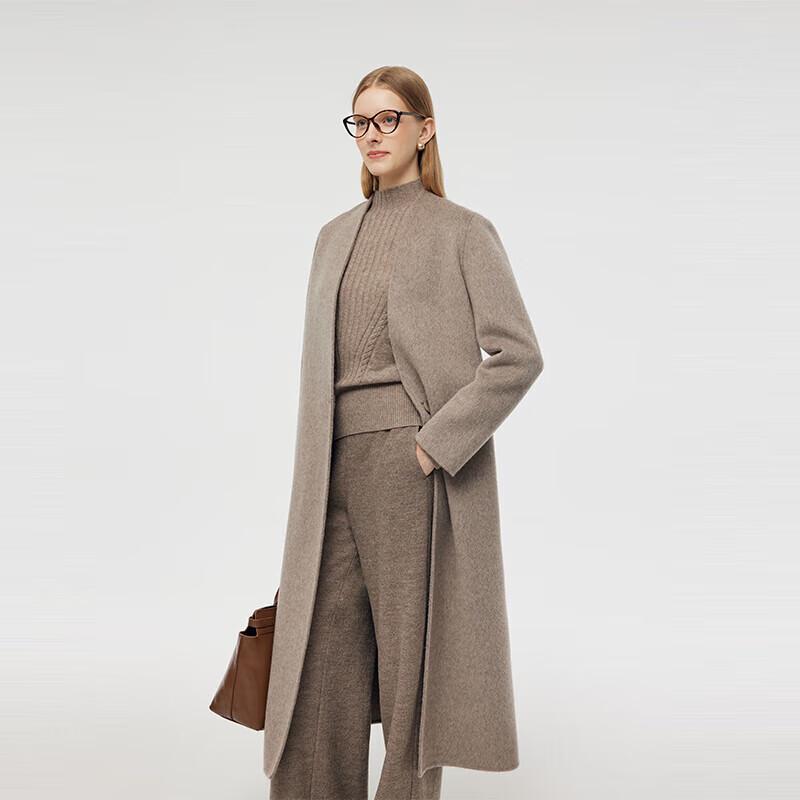 GOELIA Women's Winter Wool Alpaca V-Neck Double-Sided Coat