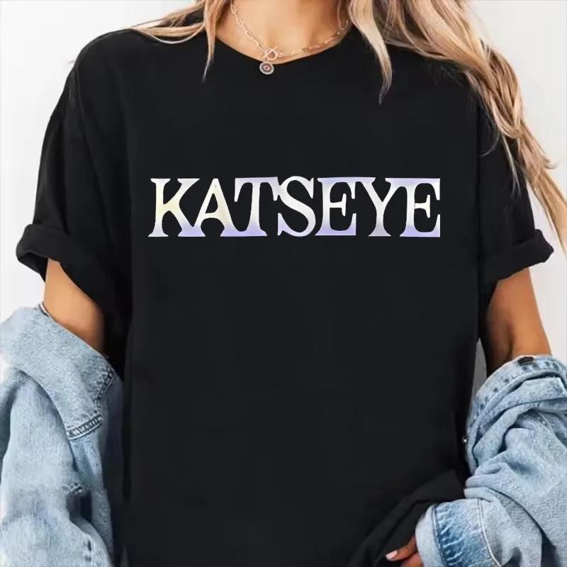 Womens Katseye Print Casual T Shirt Gothic Y2k Tshirt Women Korean Style Graphic Tee Tops Crew Neck Short Sleeve Tshirt Clothes