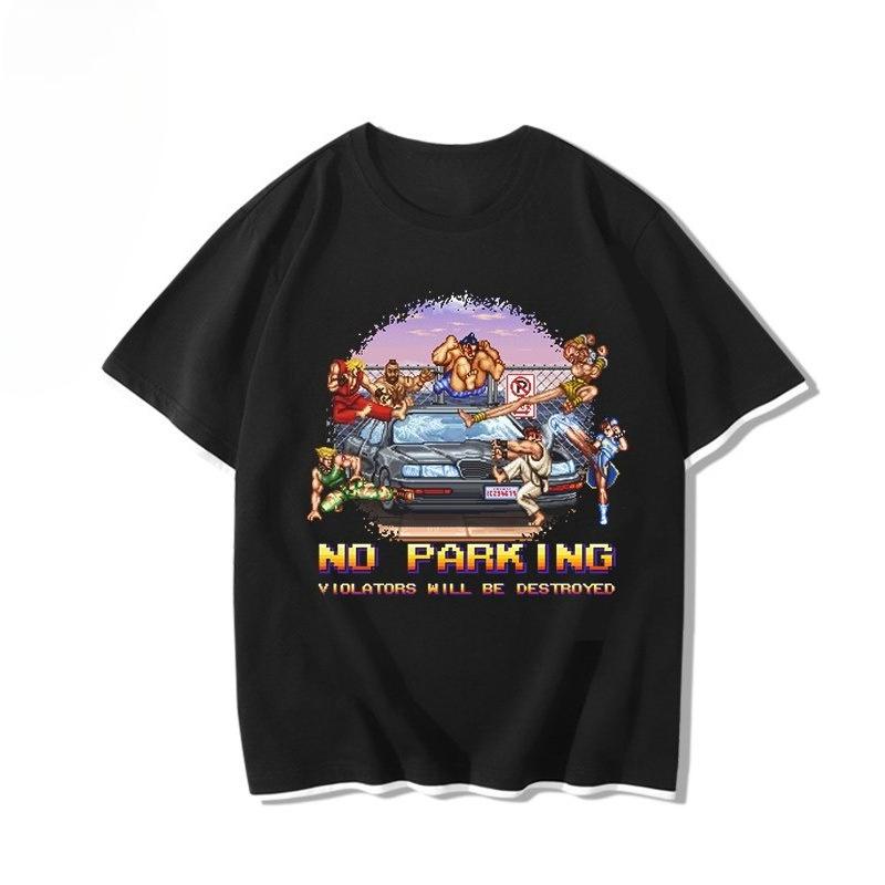 Men Ryu Ramen Noodle Print T Shirt Street Fighter Retro Japanese Anime Fighting Game Cotton Short Sleeve Casual Streetwear Tops