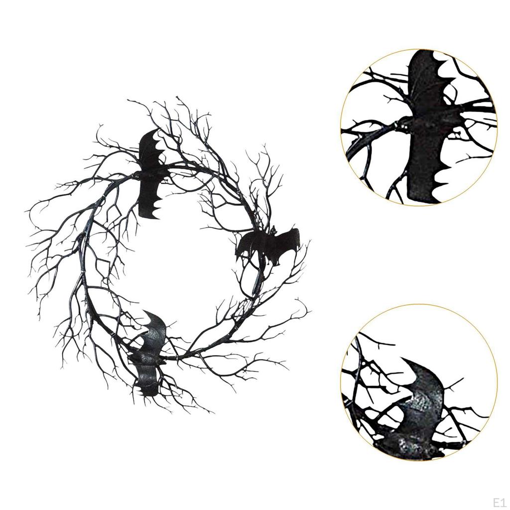 Artificial Halloween Wreath, Hanging Decoration, with Bats Decor Creative Wreath