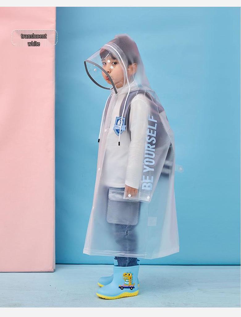 Kids' Academy Style Cartoon Raincoat with Invisible Backpack Feature