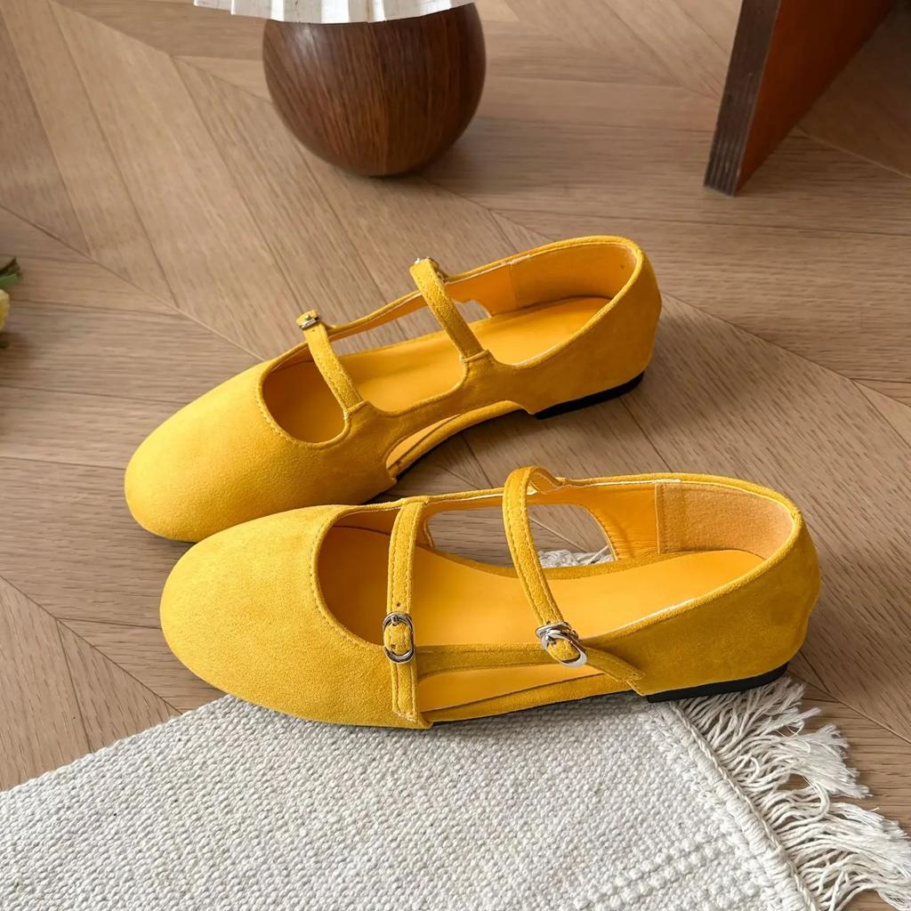 Fashion Casual Slip-On Women's Shoes Comfortable Buckle Strap Mary Janes Fashionable Breathable Korean Style Flat Heel Summer Shoes