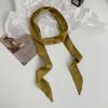 Long solid color silk scarf girl professional versatile thin narrow solid color small scarf streamer tied bag
