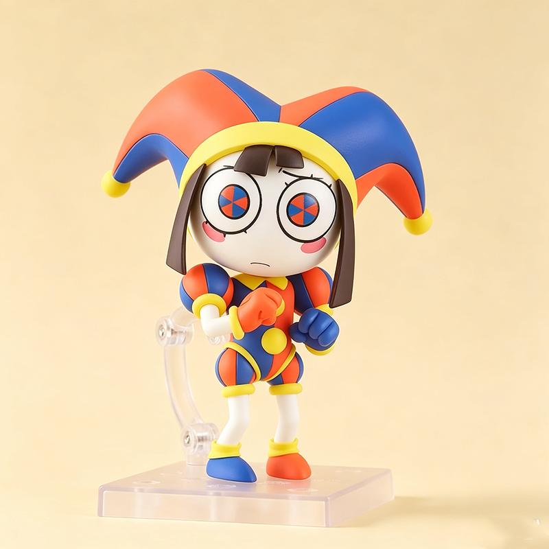 The Amazing Digital Circus Pomni Nendoroid Figure Q Version Clown Movable Action Figurine with Replaceable Face PVC Model Desk Decor Collectible Gift