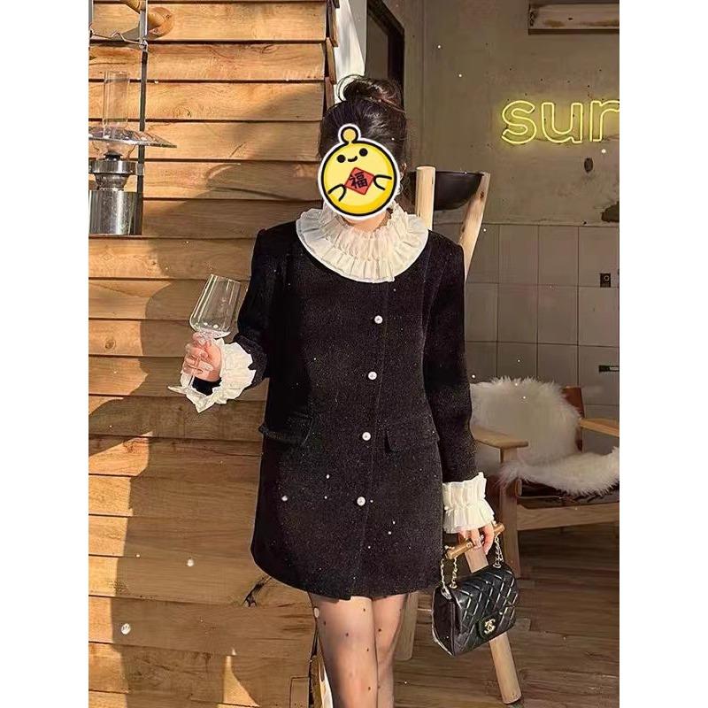 Neuer doppelseitiger Wollmantel Mittellanger lockerer lässiger Wollmantel im koreanischen Stil