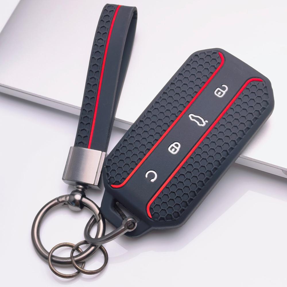 Silicone Smart Key Fob Cover for Chery Jaecoo 5 J5 J7 Tiggo 9 Arrizo 8 OMODA 5 with Keychain Honeycomb Texture Shockproof Smart Remote Key Protector