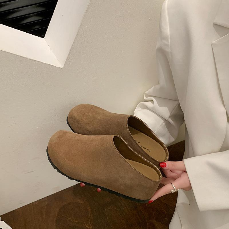 

Французские туфли Boken в стиле ретро, женские, весна 2025, новые, мягкие, повседневные, универсальные, с одной педалью, полутапочки Mori 40 хаки