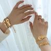 Women's 18K Gold Plated Titanium Steel Bracelet Watch with Leather Buckle and Rice Bead Box Chain