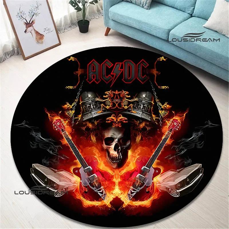 3D Rock Band AC/DC Retro Printed Round Carpet Bedroom Beautiful Carpet Non -slip Door Pad Floor Mats Area Rug Birthday Gift