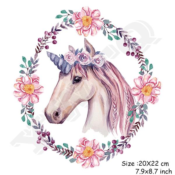 Flower Unicorn Stickers for Girls Boy Gift Badges Diy Accessory Heat Transfer Clothing Decor Patches