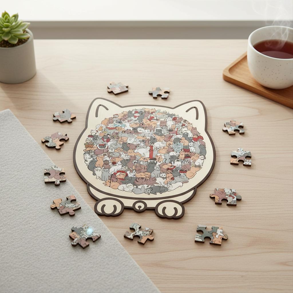 

Деревянный пазл в форме кошки, 135 деталей, пазл из натурального дерева, игрушка-пазл для взрослых и любителей пазлов