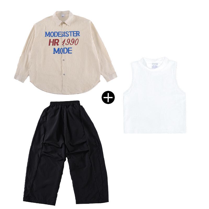 Children's Hip-Hop Street Dance Striped Shirt - Boys & Girls Trendy Breaking Dance Performance Outfit