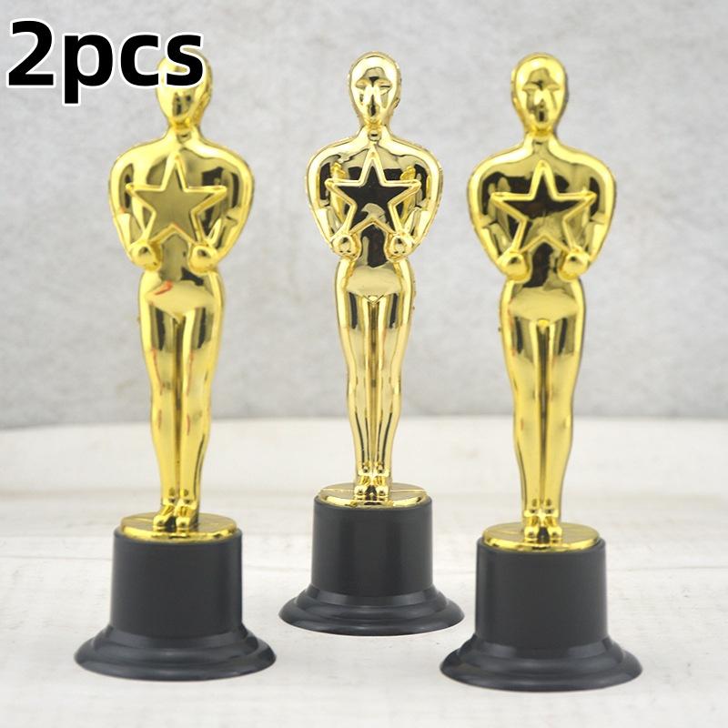 2/5 шт. Золотая статуэтка Трофей Медаль за детский конкурс Домашнее украшение Маленькая статуэтка Украшение Детский приз Сувенир