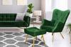Scandinavian Armchair Luna with Footrest, Pouffe, Button, Family Meble, Grey Velvet