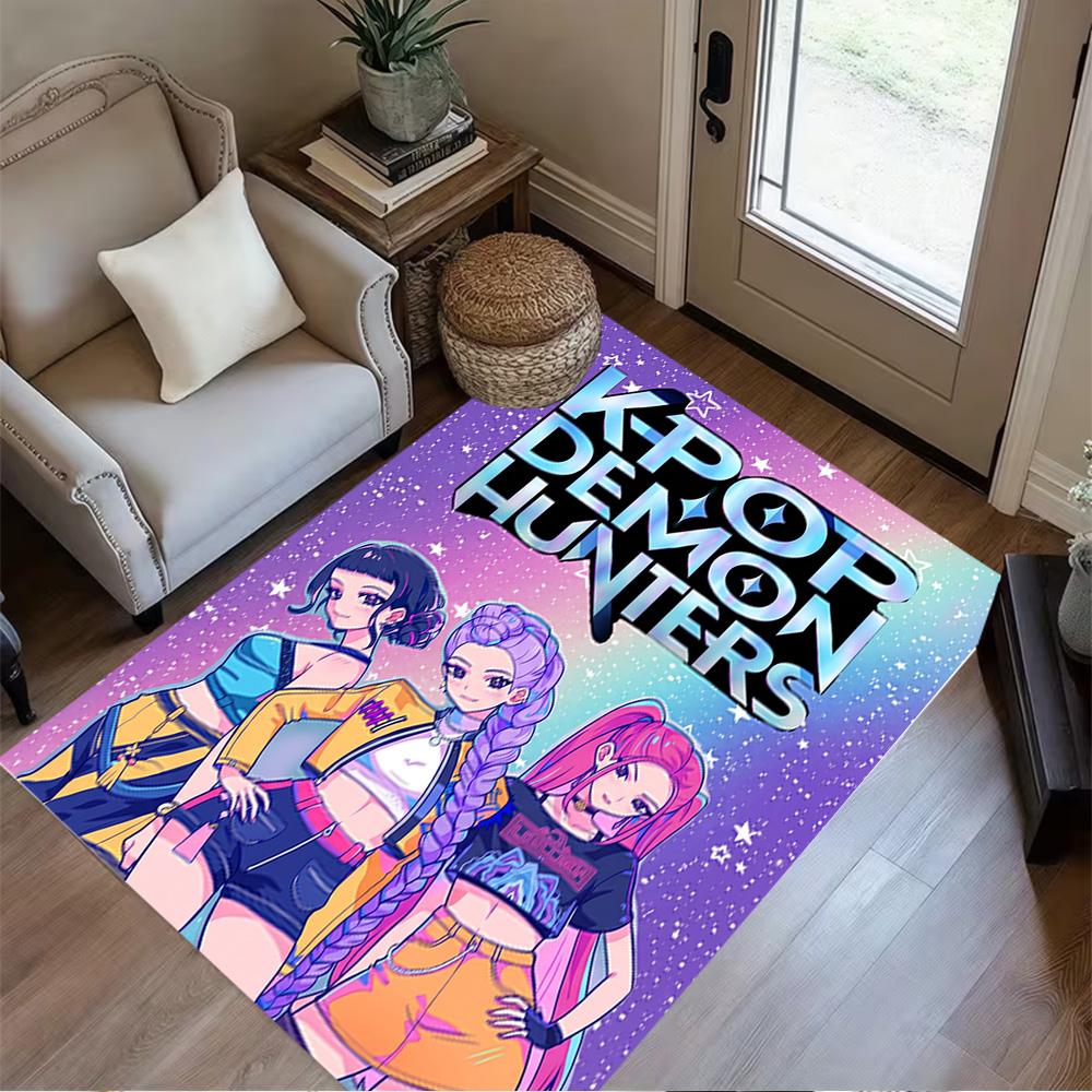 K-pop Demon Hunters Carpet Suitable for Balcony Dormitory Study room Playrooms Antislip Carpet Anime Office Decor Perfect Gift for Women/Men