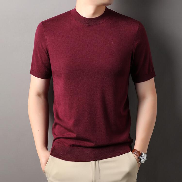 Men s Thin Short-Sleeve Knit Pullover - Autumn 2024 Round Neck Sweater L