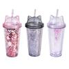 420ml Double Wall Tumbler Cup Flash Powder Cup for Shopping Hot and Cold Tea