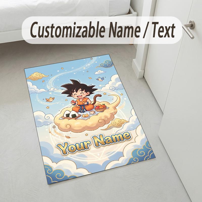 Personalized Crystal Velvet Carpet,Dragon Ball Custom Printed Name, Plush Area Rug For Home Indoor Decor