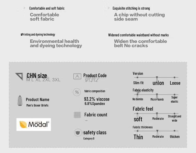 Jianjiang Men's Mid-Waist Breathable Boxer Briefs