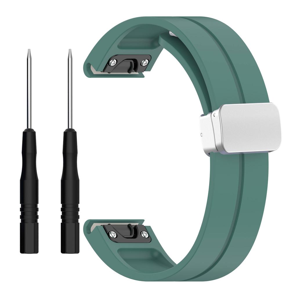 For Garmin Fenix 7S/6S Pro/5S Plus/Instinct 2S Silicone Watch Bands Silver Buckle 20mm Magnetic Strap