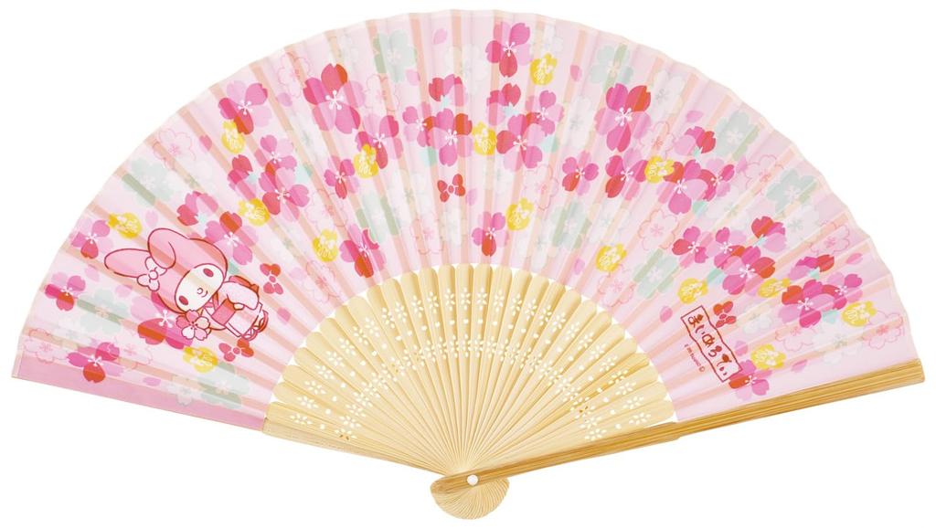 Skater Fan for Cooling Preventing Featuring My Melody and Cherry Blossom Design Japanese-style Down, Heatstroke, Sanrio's (ZSS1F-A)