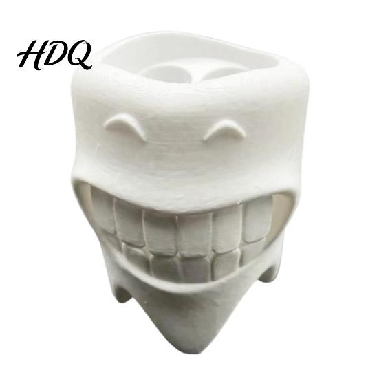 Simple Toothbrush Stand 3D Printed Holder Artistic Tooth Model Stable Base Holder Decorative Smiling Stand Desktop Display for Bathroom Accessories