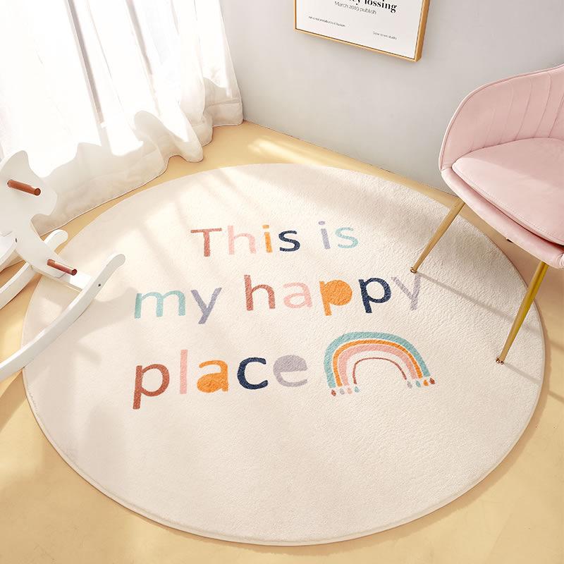 Modern Simple Round Rug Non-Slip Soft Cozy Machine Washable Floor Mat Trendy Look for Study Office Living Room