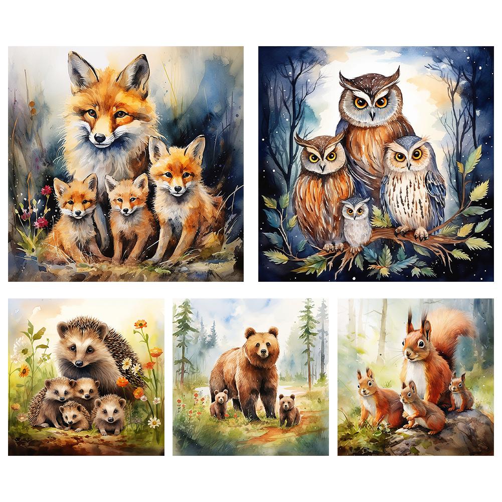 Kit Point de Croix Imprimé Animal 45x45cm DIY 11CT Art du Fil Broderie Art Domestique