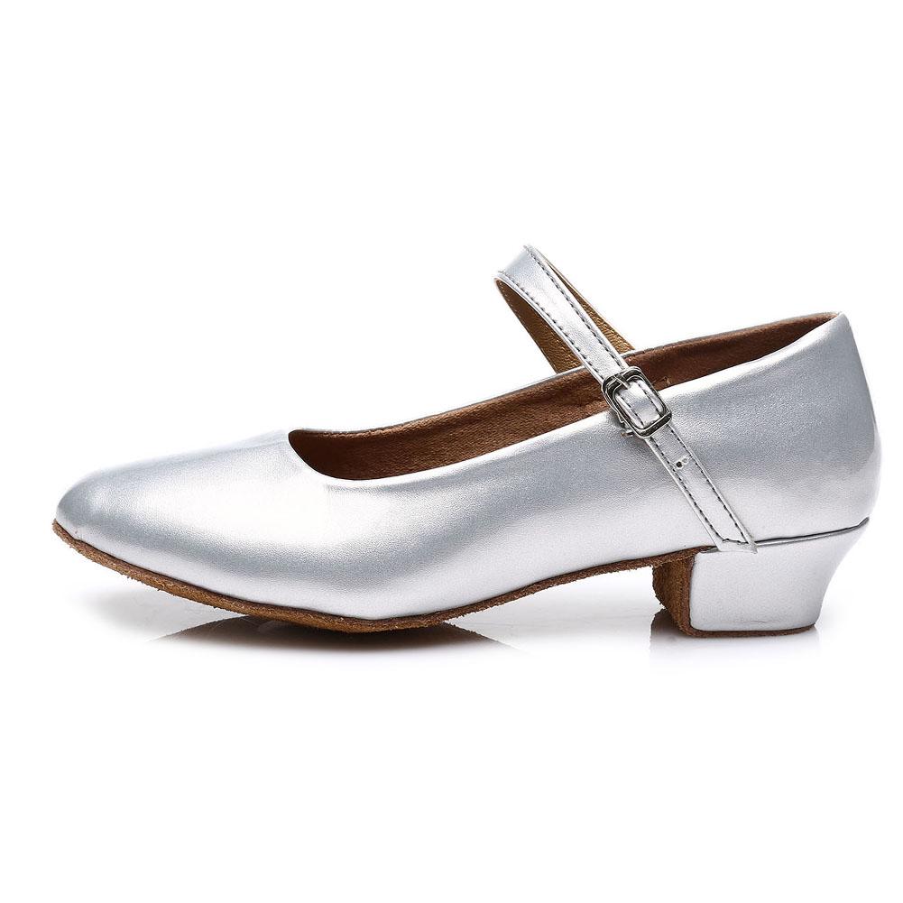 

Women Modern Dance Shoes PU Gold/Silver Girls Practice Performance Shoesg Low Heeled Child Girls Dancing Shoes 41 срібний