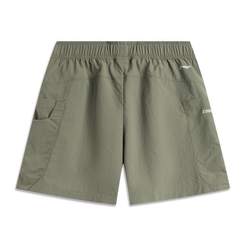 Li Ning CF Suo Solid Color Comfortable Casual Versatile Letter Work Shorts Women Shorts Tea-Green AKSV230-2